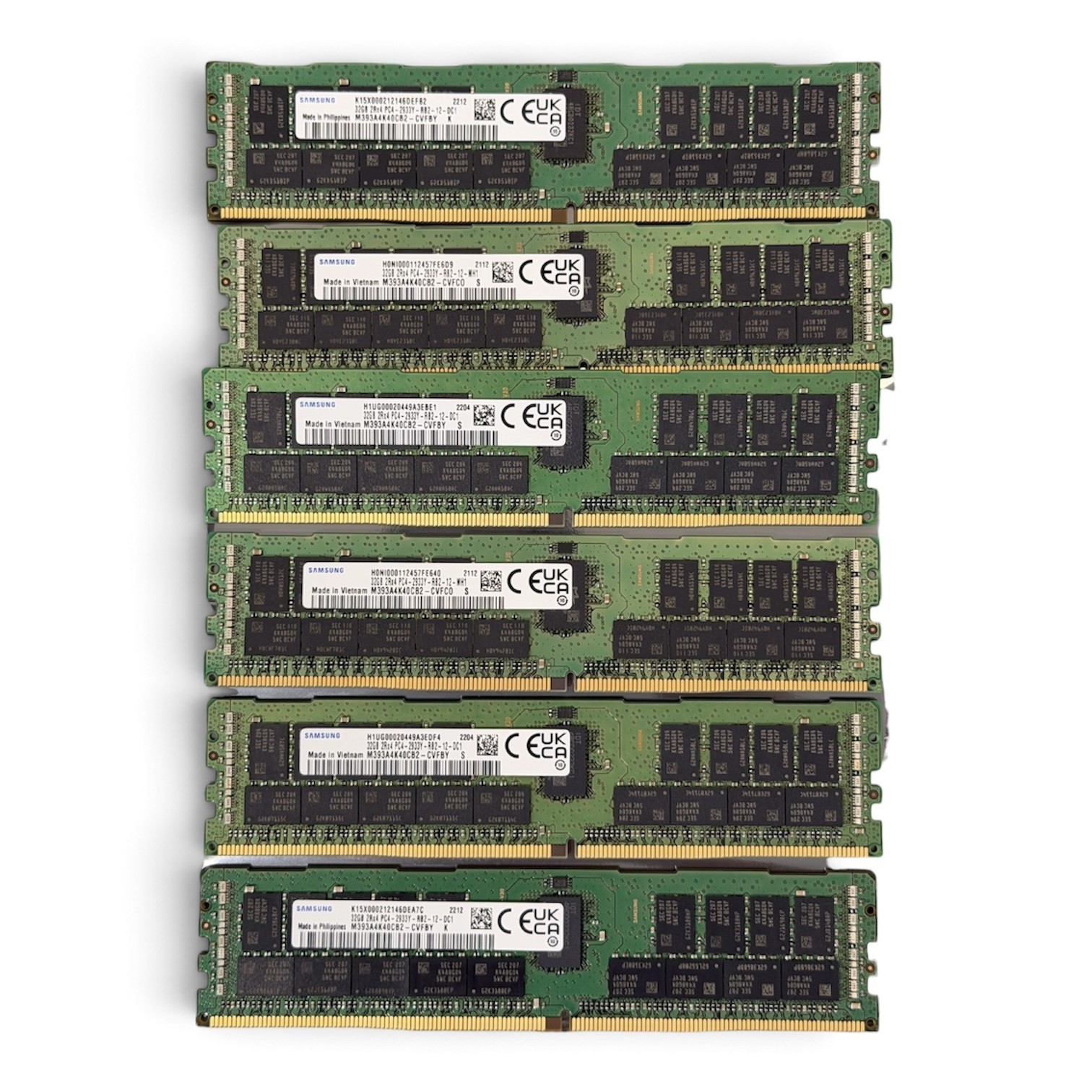 Lot of 8 SK Hynix Samsung 32GB 2Rx4 DDR4-2933Y ECC RDIMM M393A4K40CB2-CV
