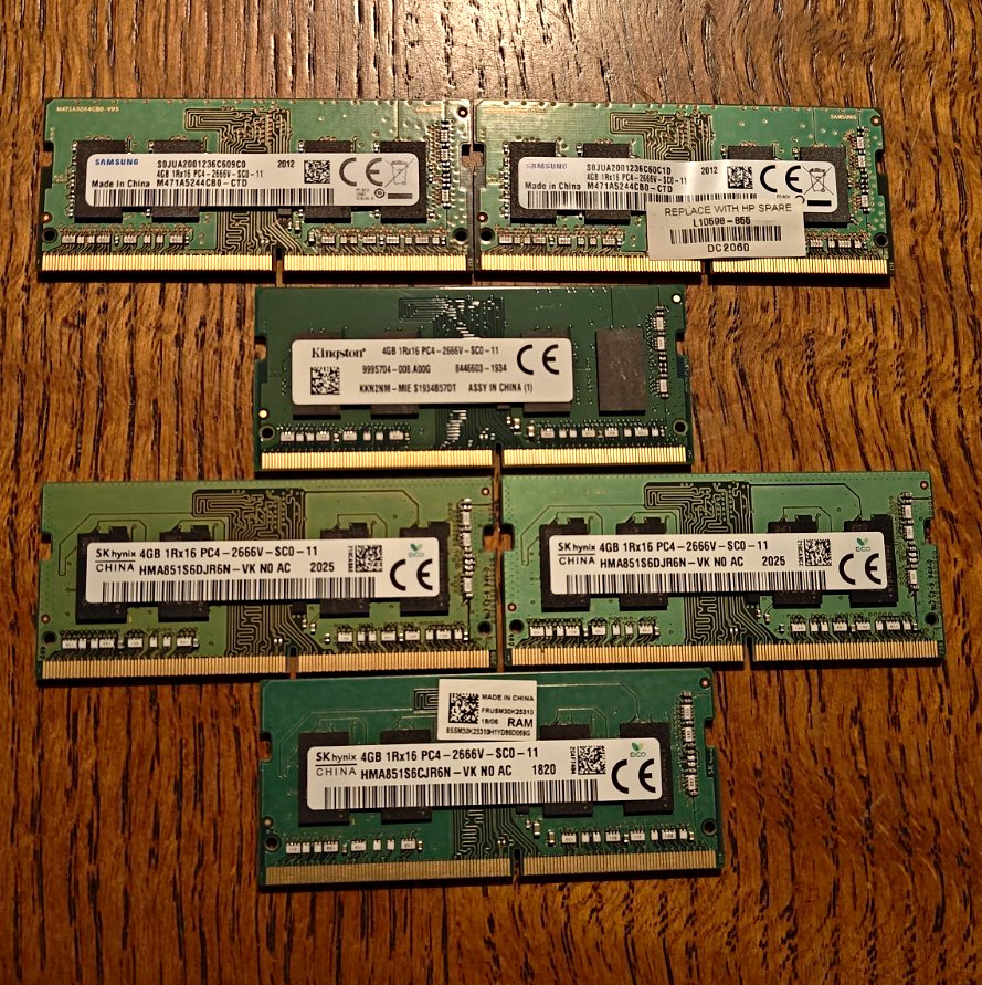 24GB (6x4GB) DDR4-2666 PC4-21300 RAM Lot 6pc