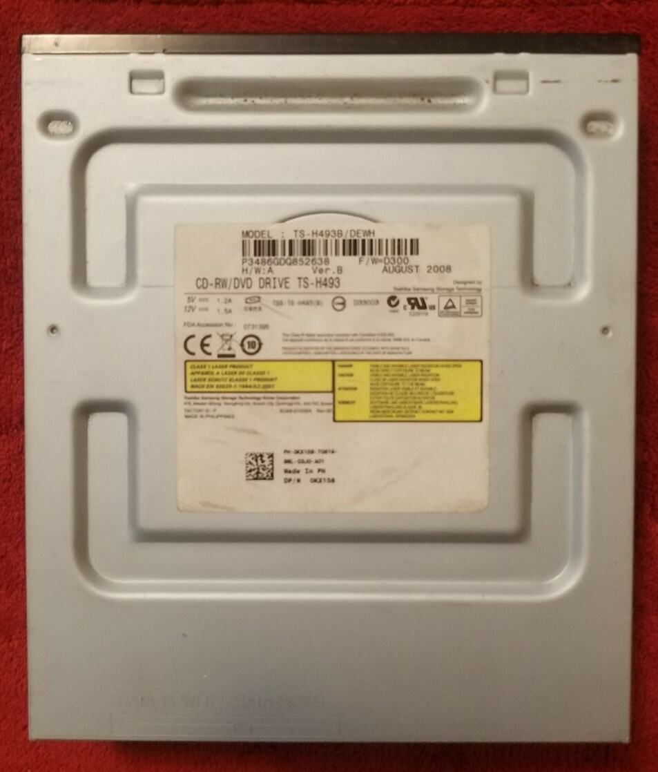 Toshiba Samsung CD-RW/DVD Drive TS-H493B/DEWH BLK BEZEL