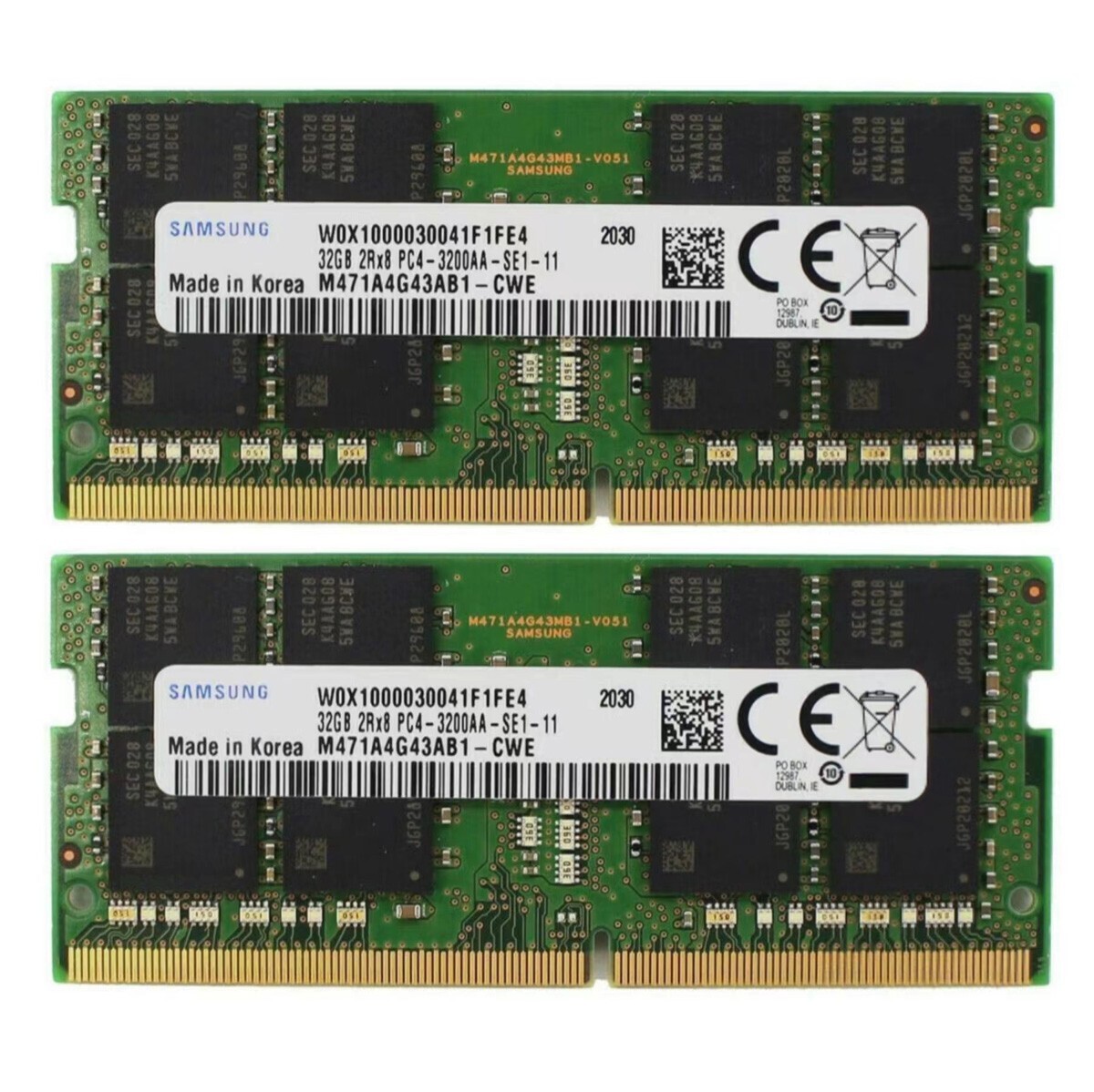 64GB (2X 32GB) Samsung DDR4 3200MHz PC4-25600 SODIMM Memory Ram M471A4G43AB1-CWE