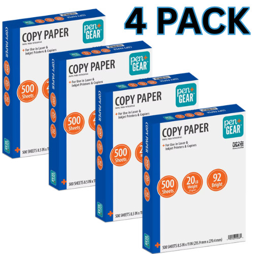 Pen & Gear Printer Copy Paper 8.5x11 92 Bright 20lb 4 Reams 2000 Sheets
