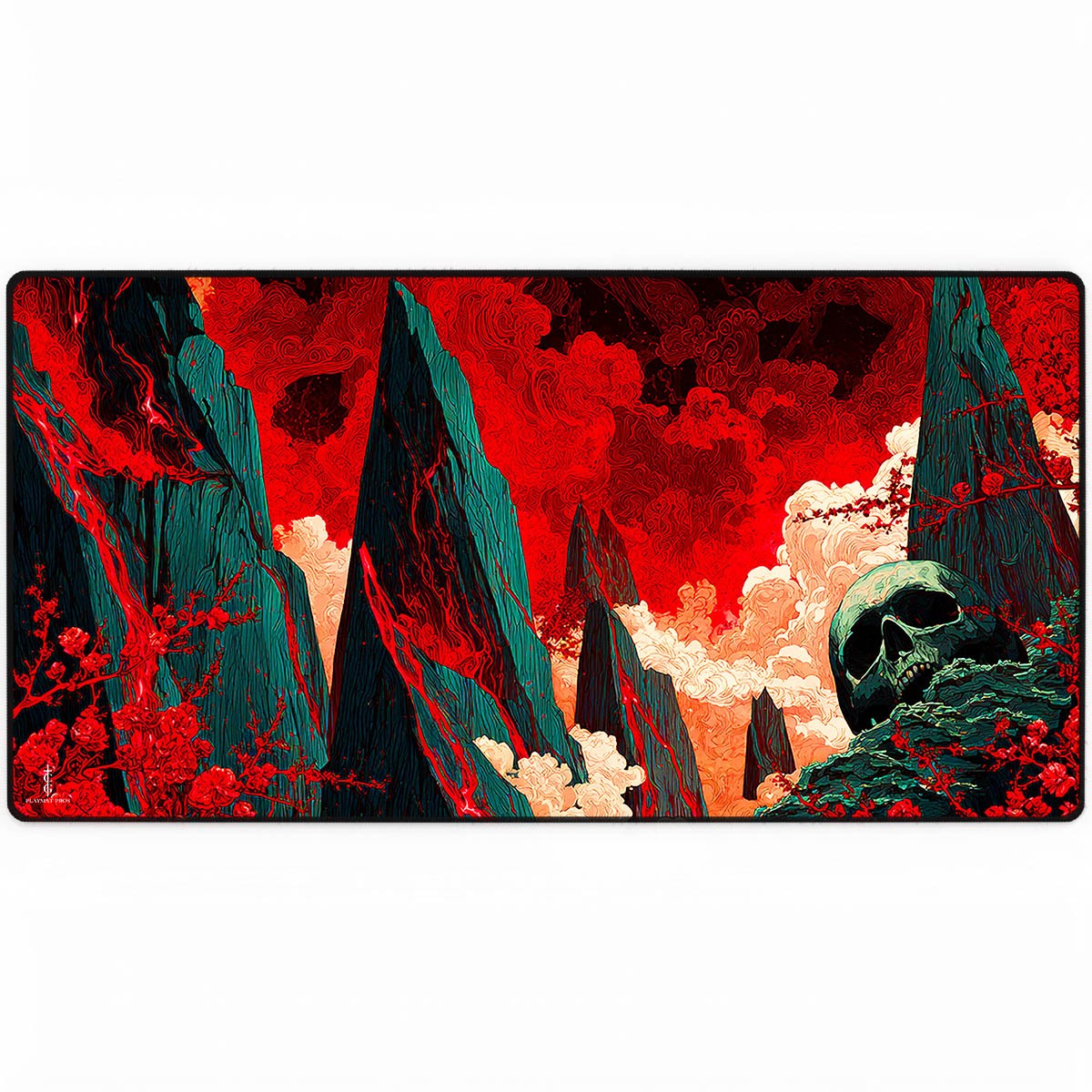 Volcanic Peaks TCG Playmat Gaming Mousepad MTG Fantasy Landscape Art