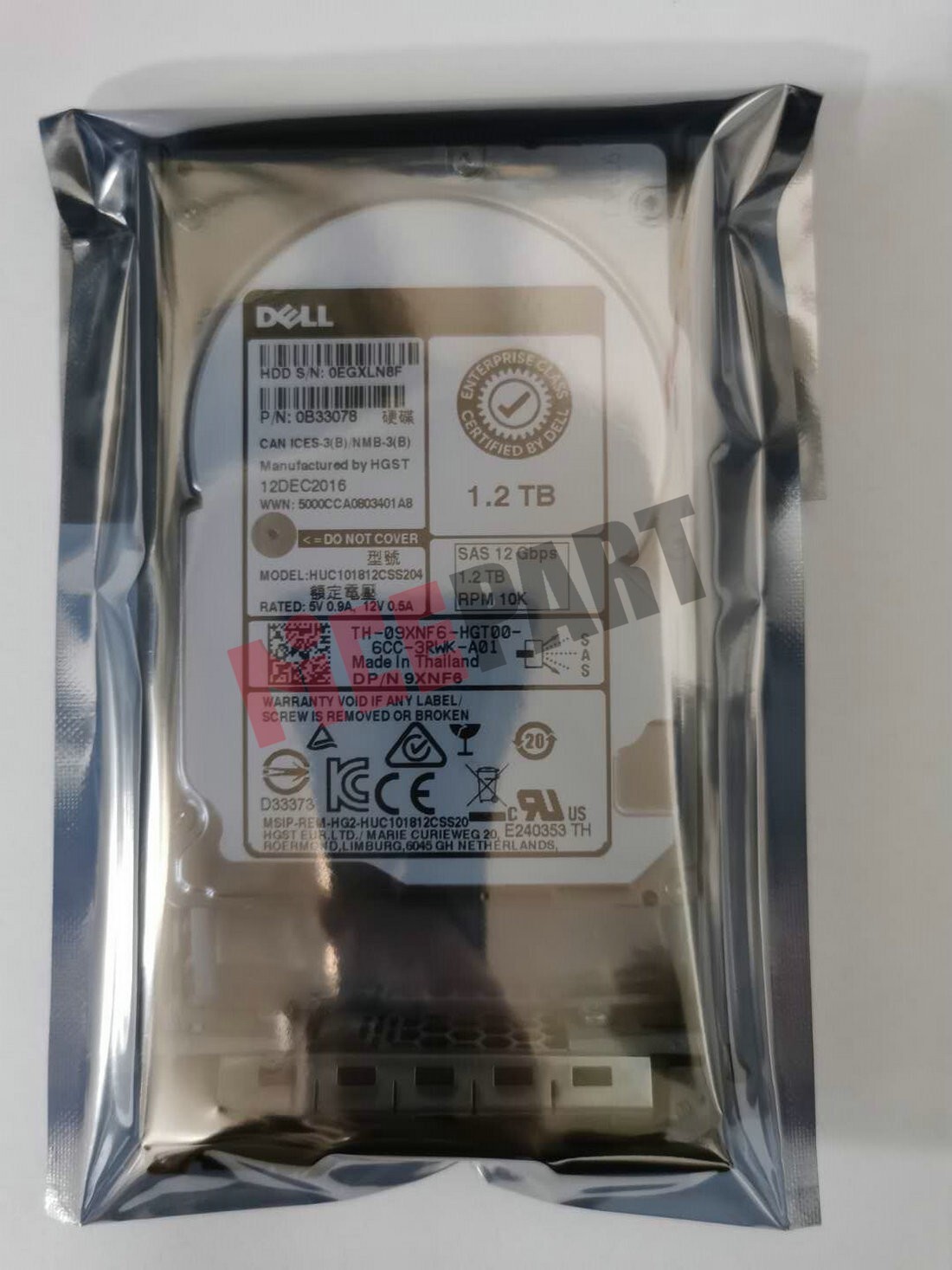 Dell 9XNF6 1.2 TB Internal, 10000 RPM 2.5 inch SAS 12 GB/s Hard Disk Drive W Tra