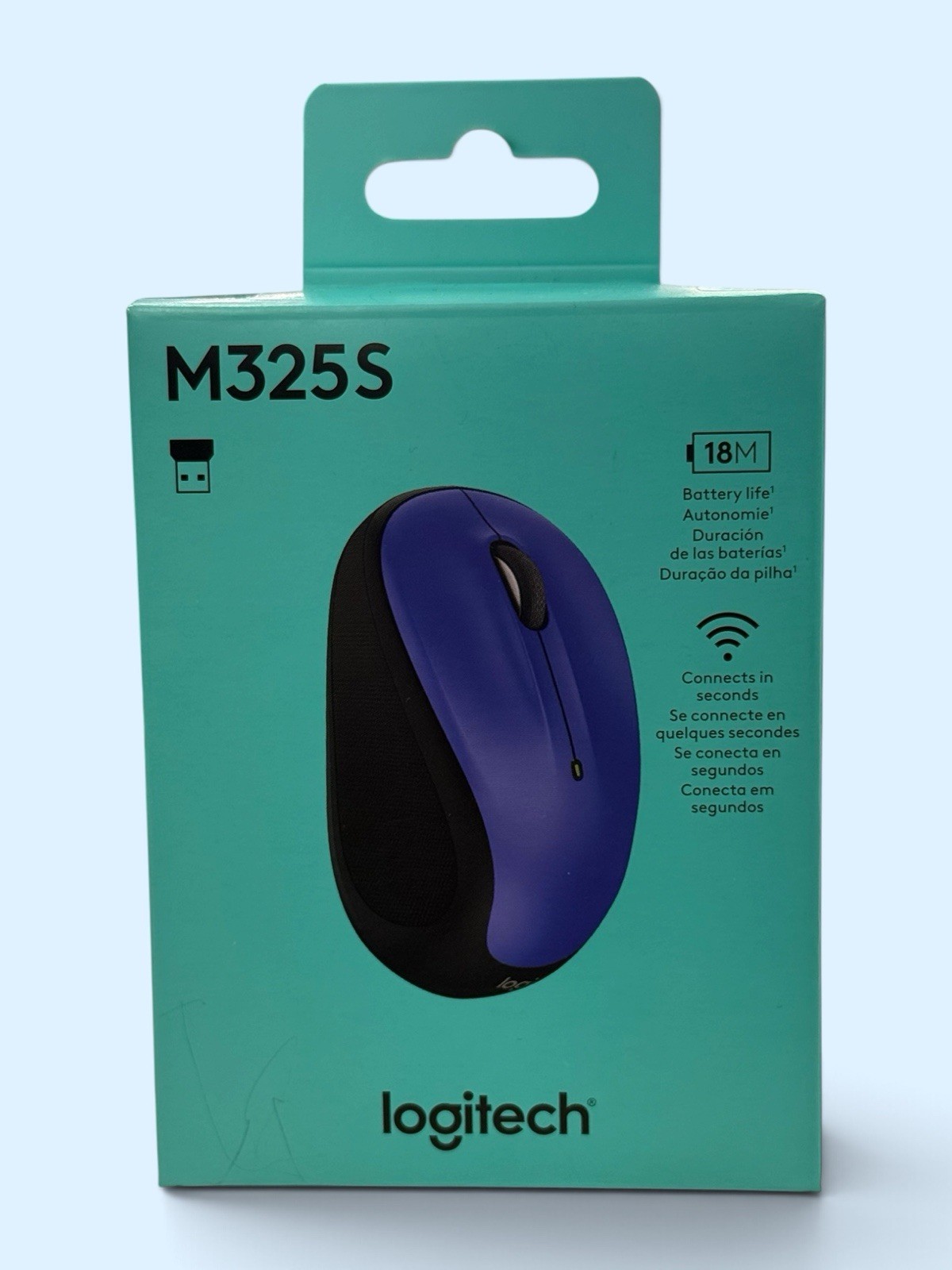 New Logitech M325S Wireless Mouse Purple Compact Portable USB-A 18-Month Battery