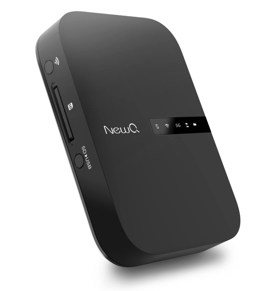 NewQ Filehub AC750 Travel Router: Portable Hard Drive SD Card Reader & Mini W...