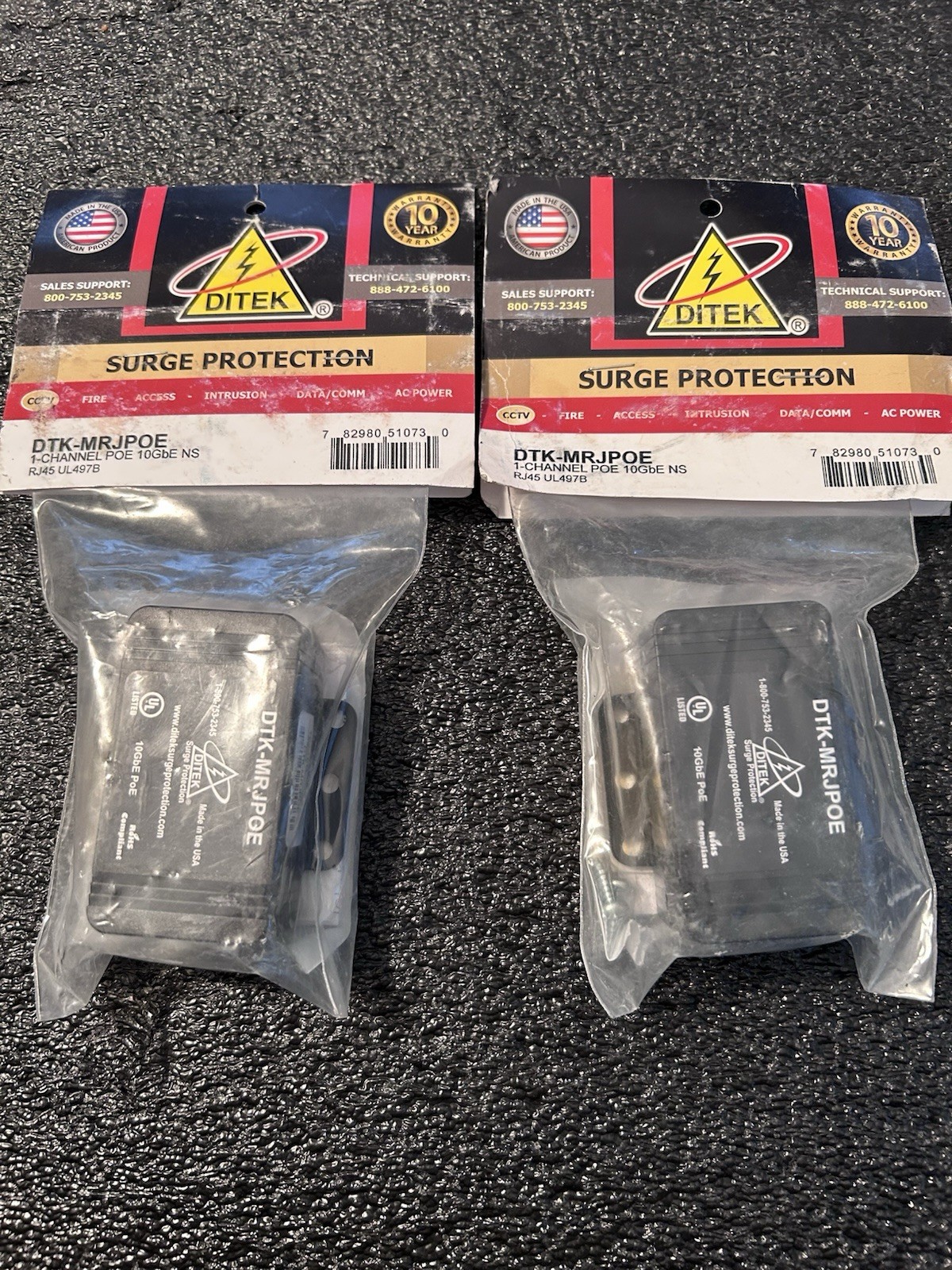 DITEK DTK-MRJPOE 1-Channel PoE 10GbE Ethernet Surge Protector - Lot of 2 NEW