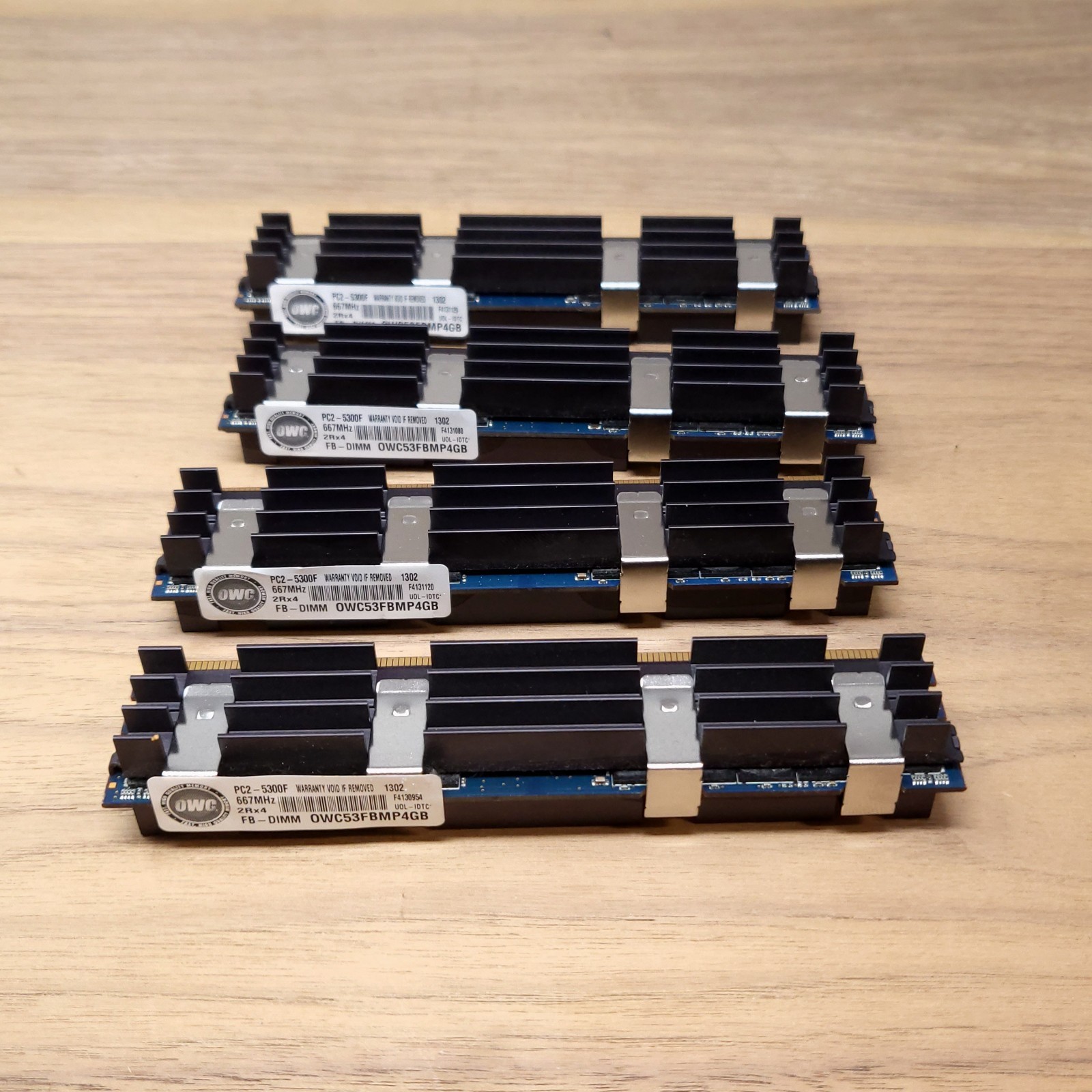 Lot of 4 OWC 16GB (4x4GB) PC2-5300F 667MHz FB-DIMM ECC Server Memory RAM