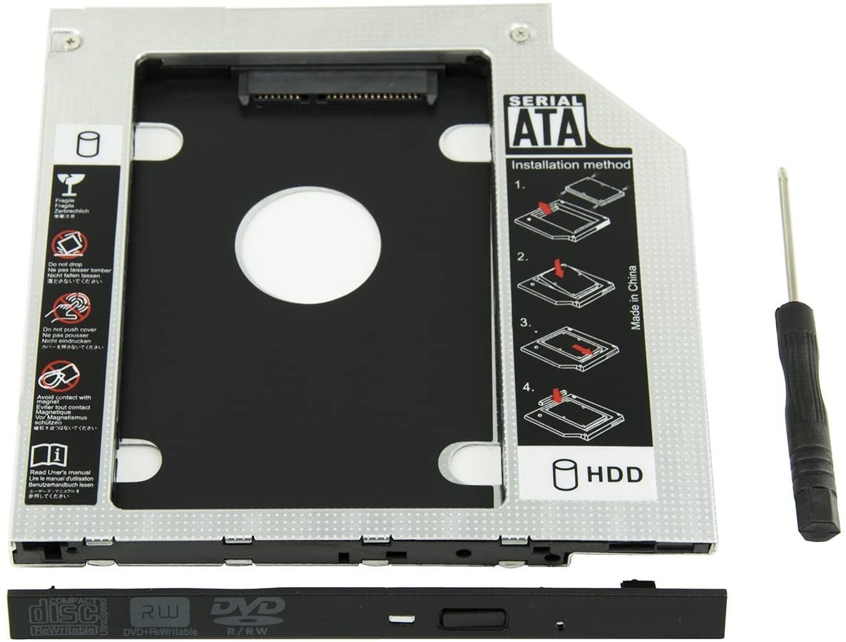 9.5mm SATA 2nd HDD SSD Case Hard Drive Caddy for Universal Laptop CD DVD-ROM ODD