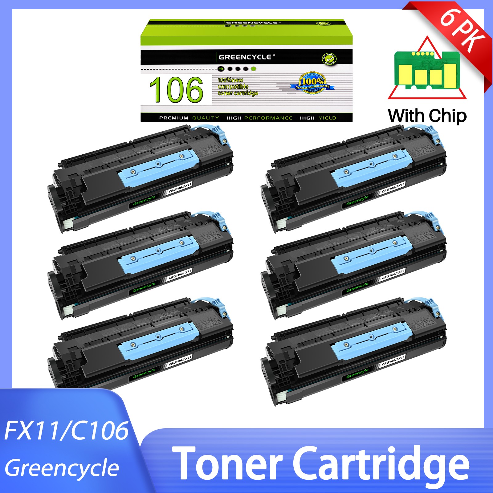 6PK FX-11 CRG106 Toner Cartridge For Canon 106 Imageclass MF6590 MF6595 MF6580