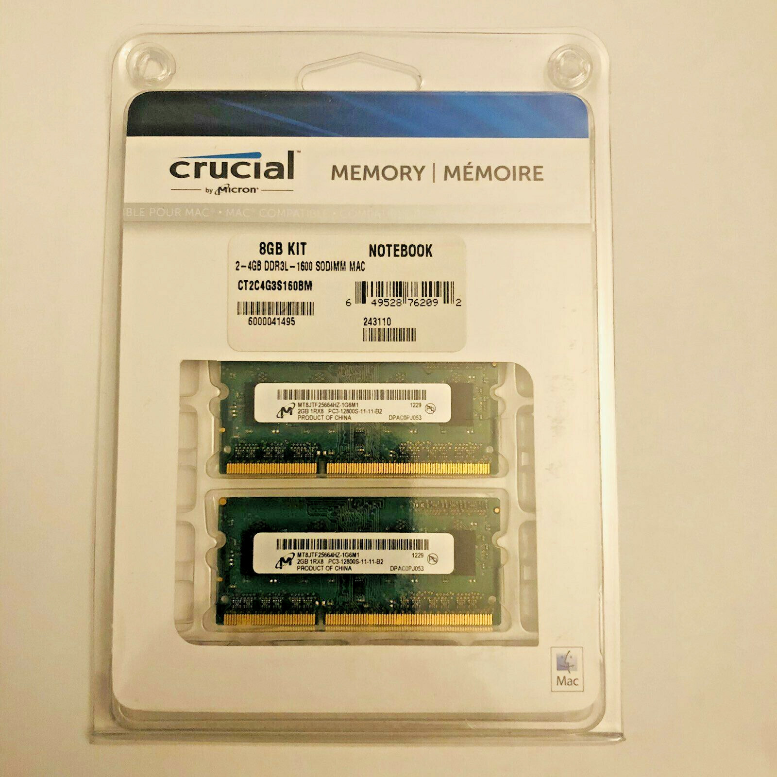 CRUCIAL Memory by Micron 8GB KIT 2-4GB Notebook DDR3L 1600 SODIMM CT2C4G3S160BM