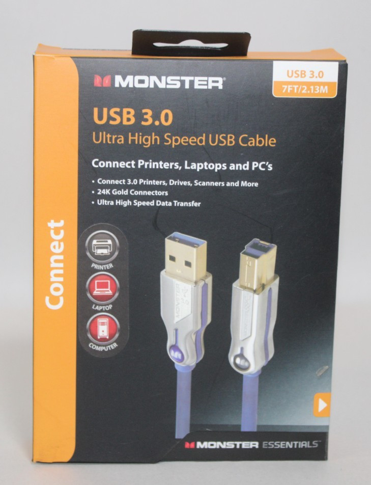 Monster Essentials USB 3.0 Ultra High Speed Cable – 7FT / 2.13M – BLUE – New