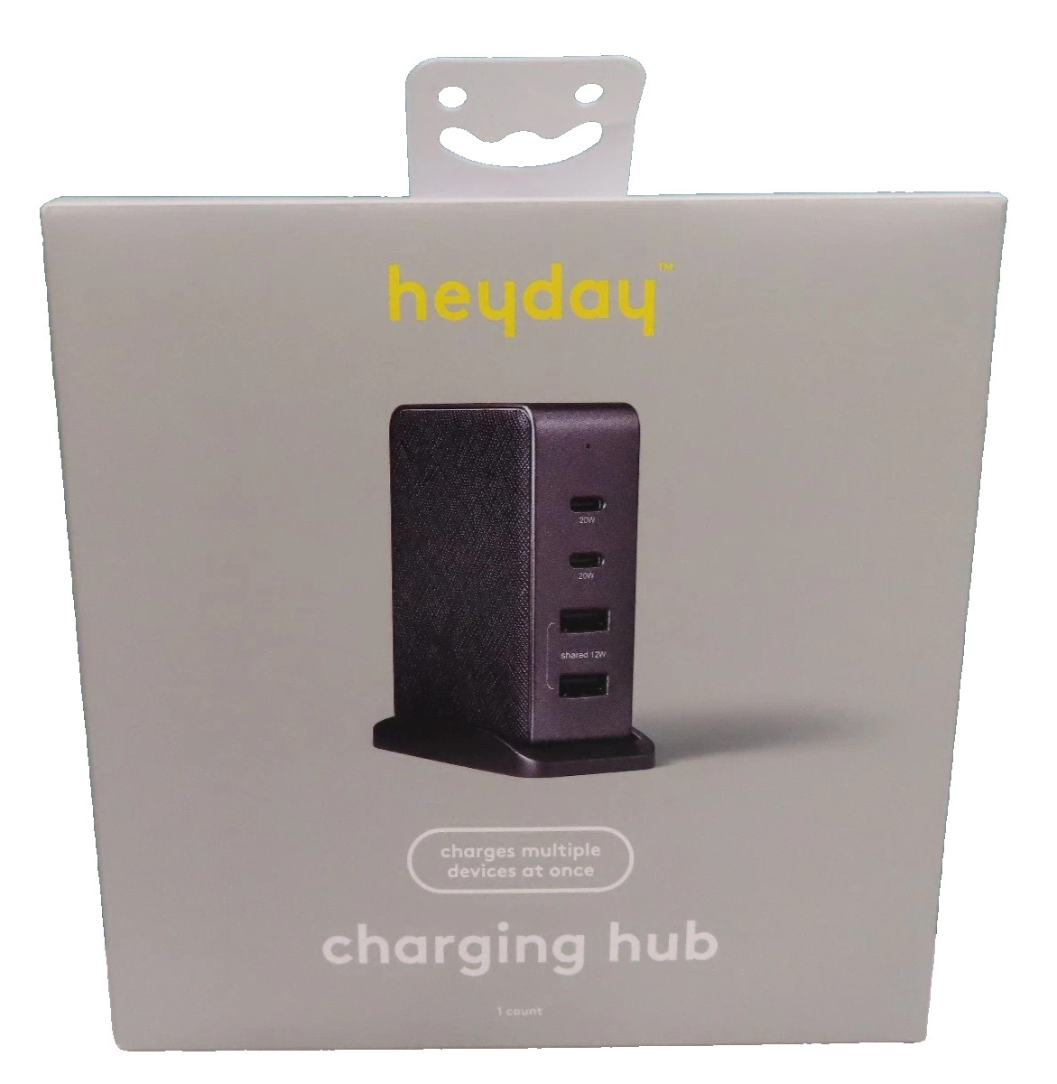 6-Port Charging Hub Vertical 2C + 4A - heyday™ Black Saffiano: USB Tower Charger