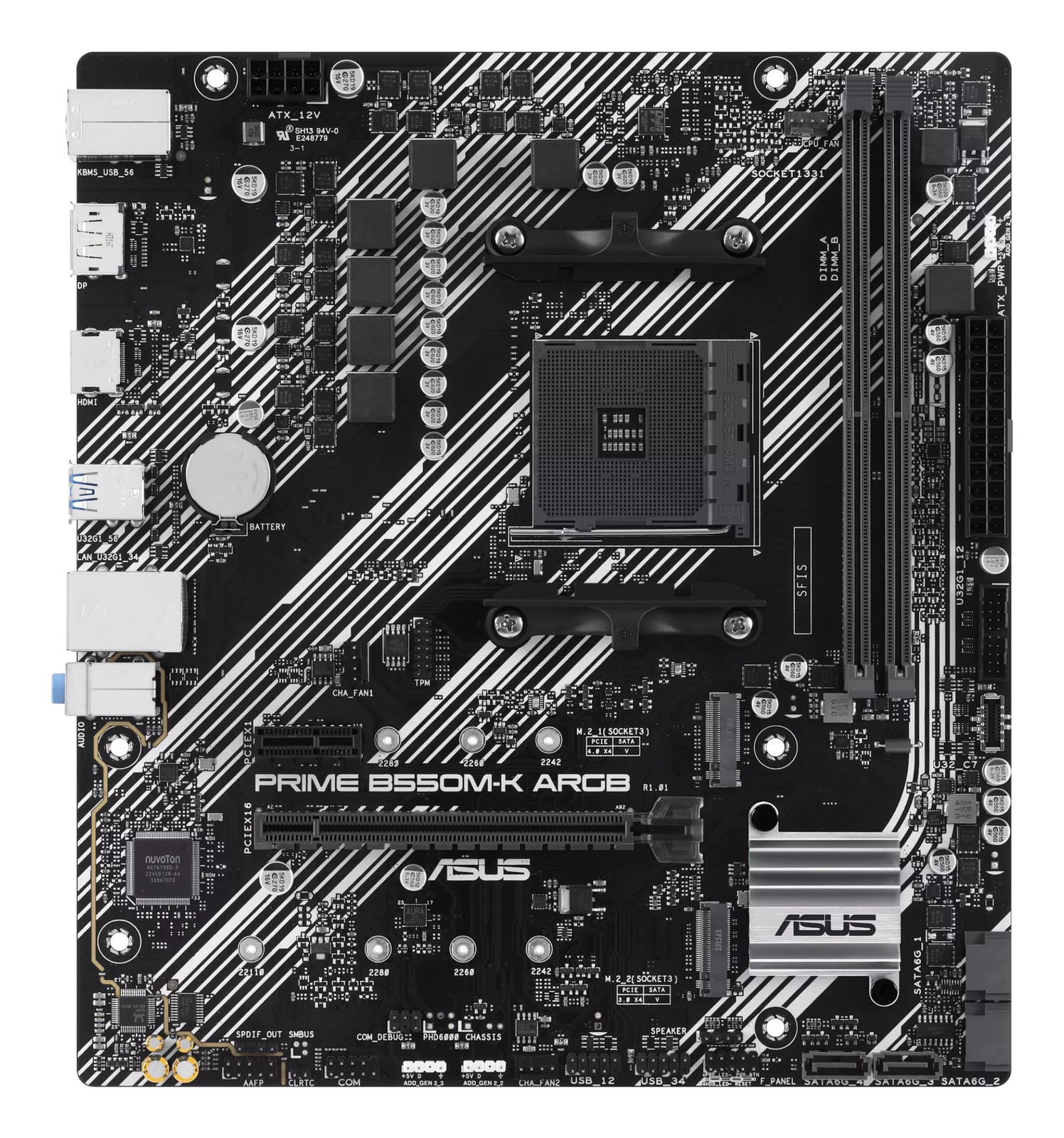 Used ASUS B550M-K ARGB AM4 DDR4 mATX Board PCIe4.0 ARGB Ryzen 5000 Compatible