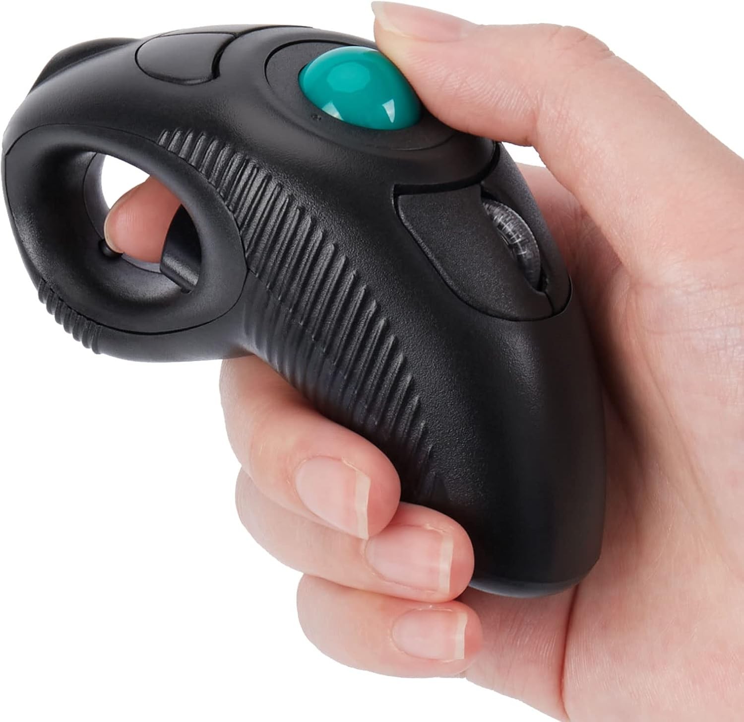 welspo Wireless USB Handheld Finger Trackball Mouse with Laser green ball 