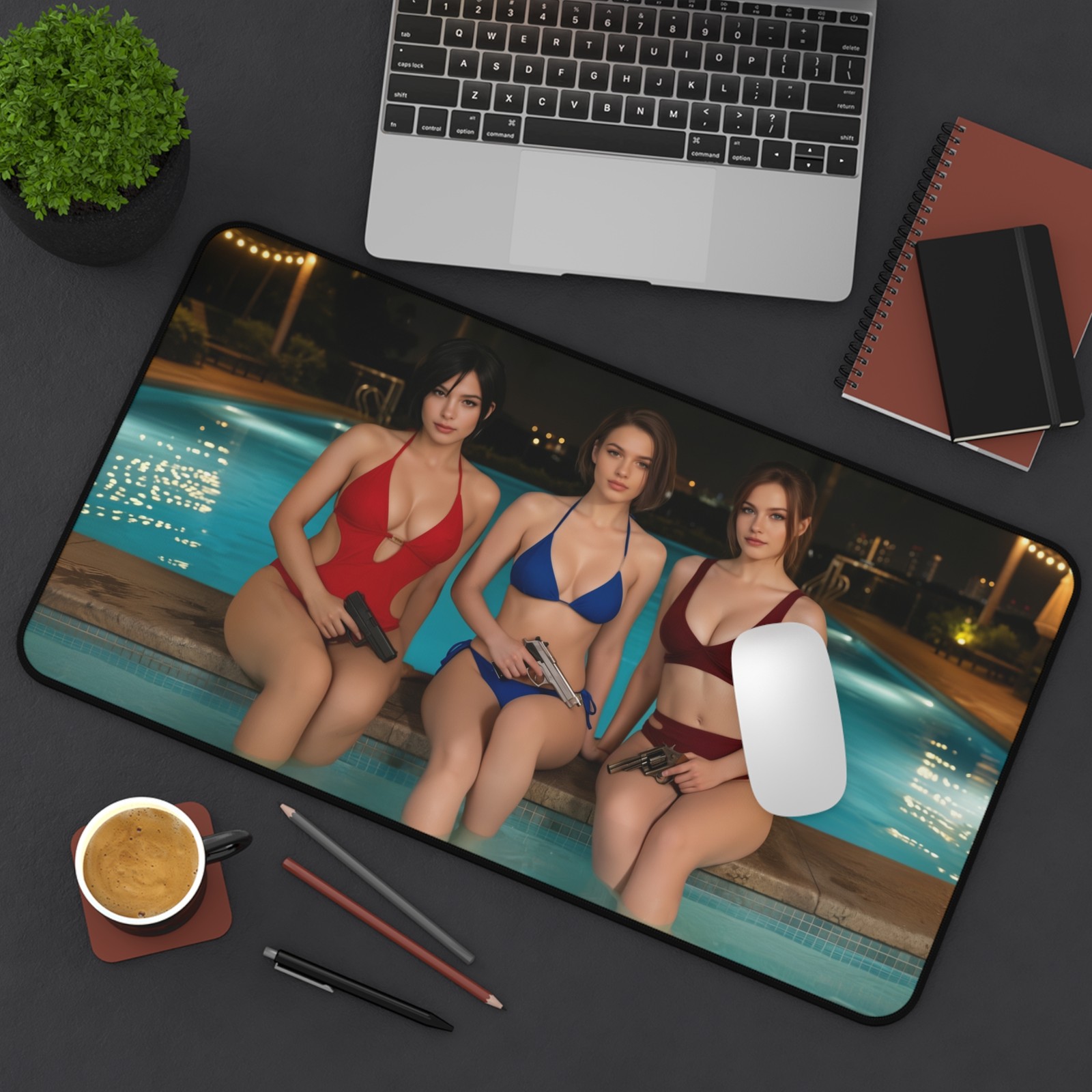 Ada Wong Jill Valentine Claire Desk Mat, Resident Evil Mouse Pad, Trio Decor