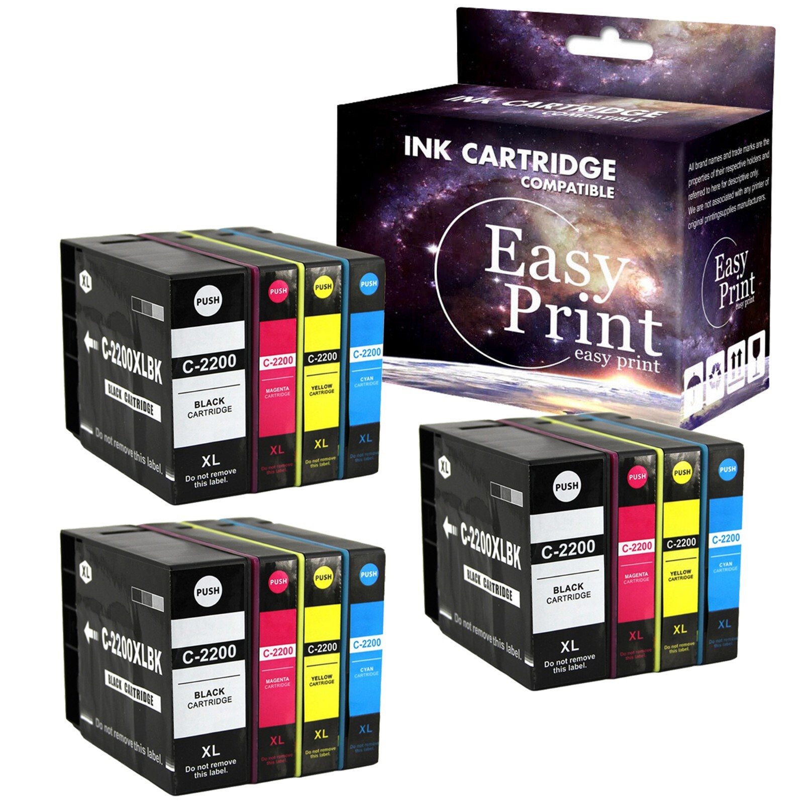 12PK PGI-2200 XL Ink Cartridge for Canon Maxify MB5420 iB4020 iB4120,3B3C3M3Y