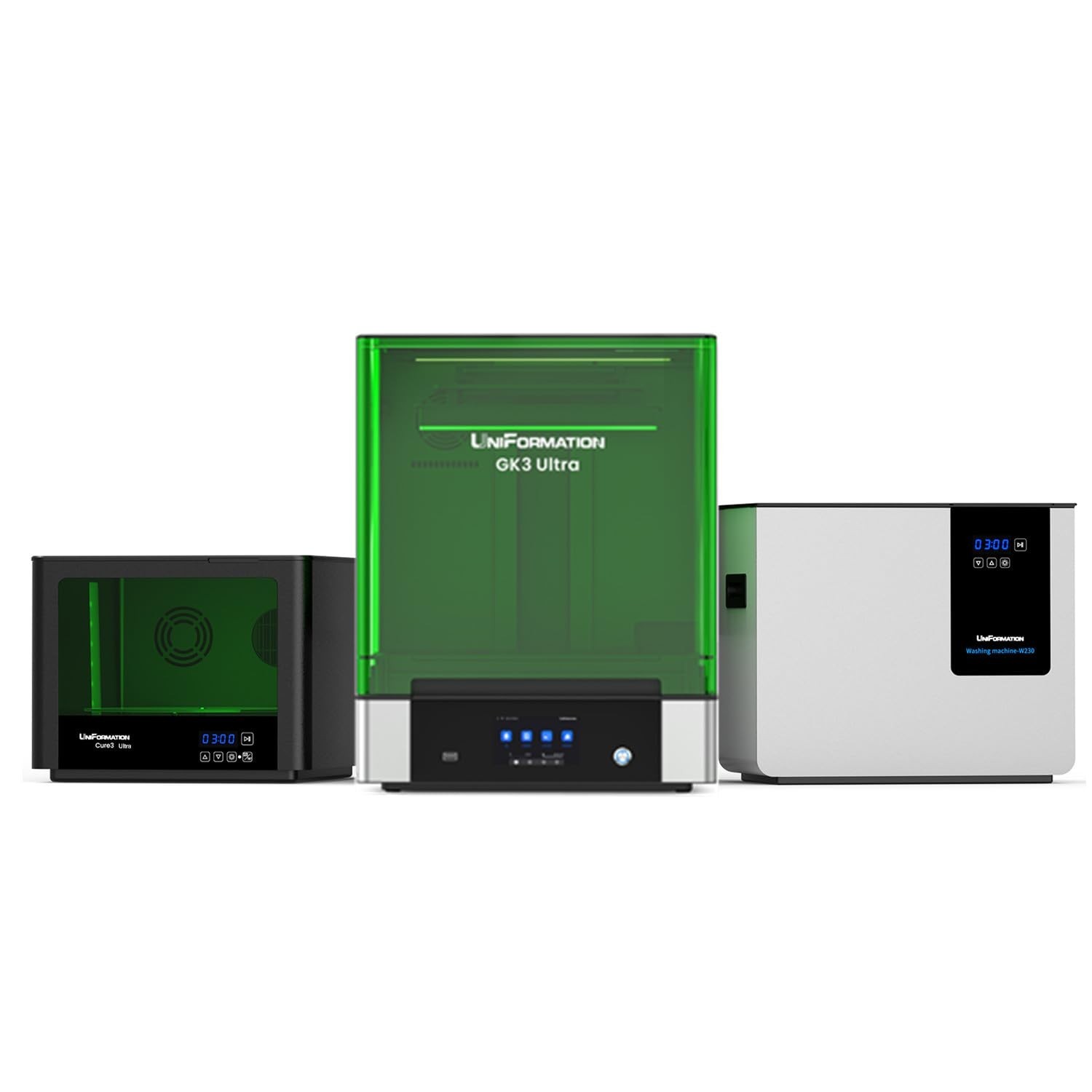 UniFormation GK3 Ultra Resin 3D Printer & C3 U Cure Machine & W230 Wash Machine
