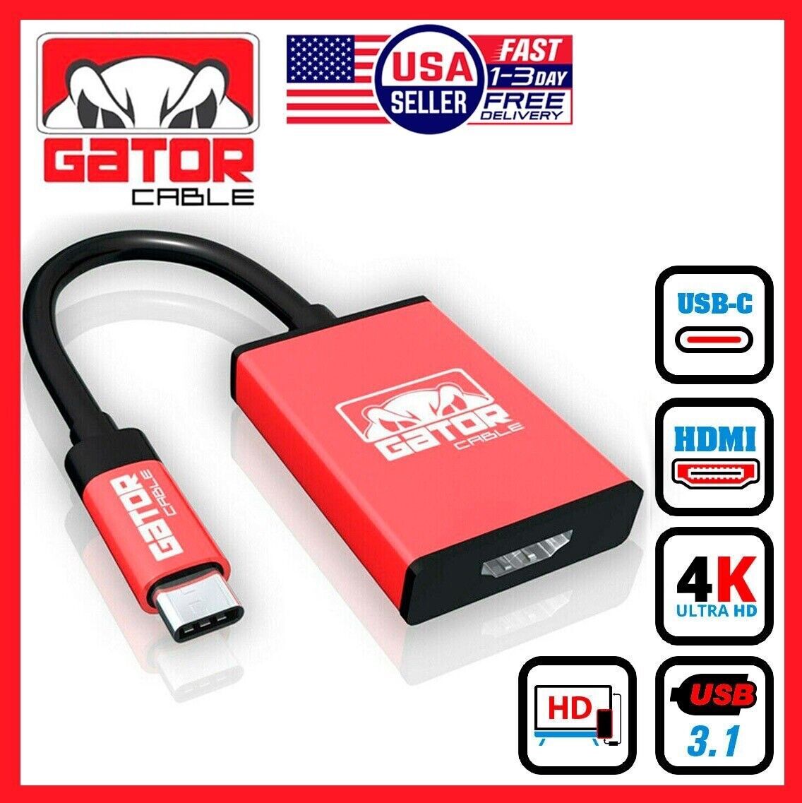 USB-C to HDMI Cable Adapter HDTV 4K 60Hz for Samsung MacBook Android iPhone