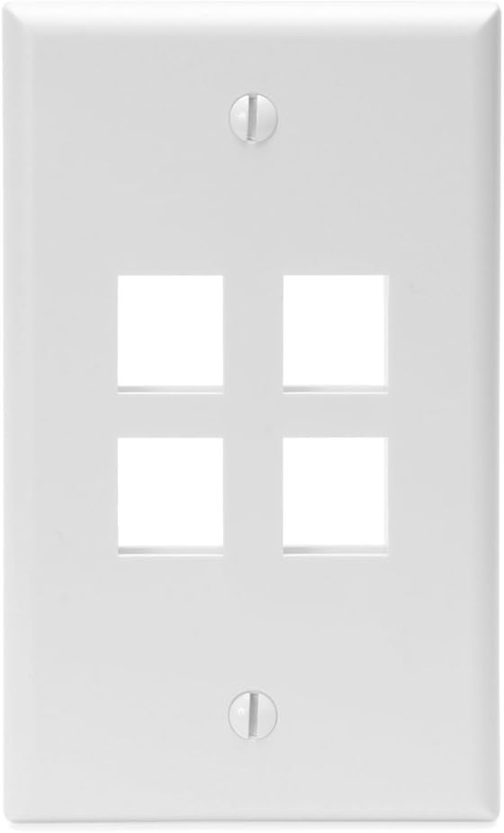 QTY 25 Leviton 42080-4WS QuickPort Wallplate with Id Window, Single Gang, 4-Port