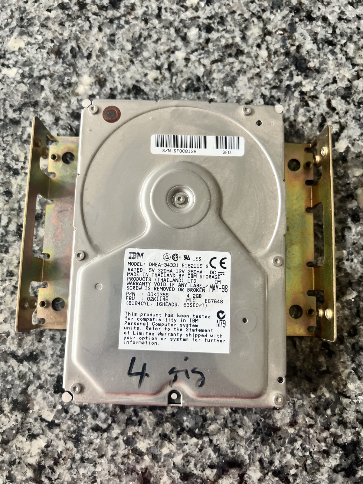 IBM 02K1146 DHEA-34331 00K0358 4.2GB Internal 3.5 Hard Drive IDE