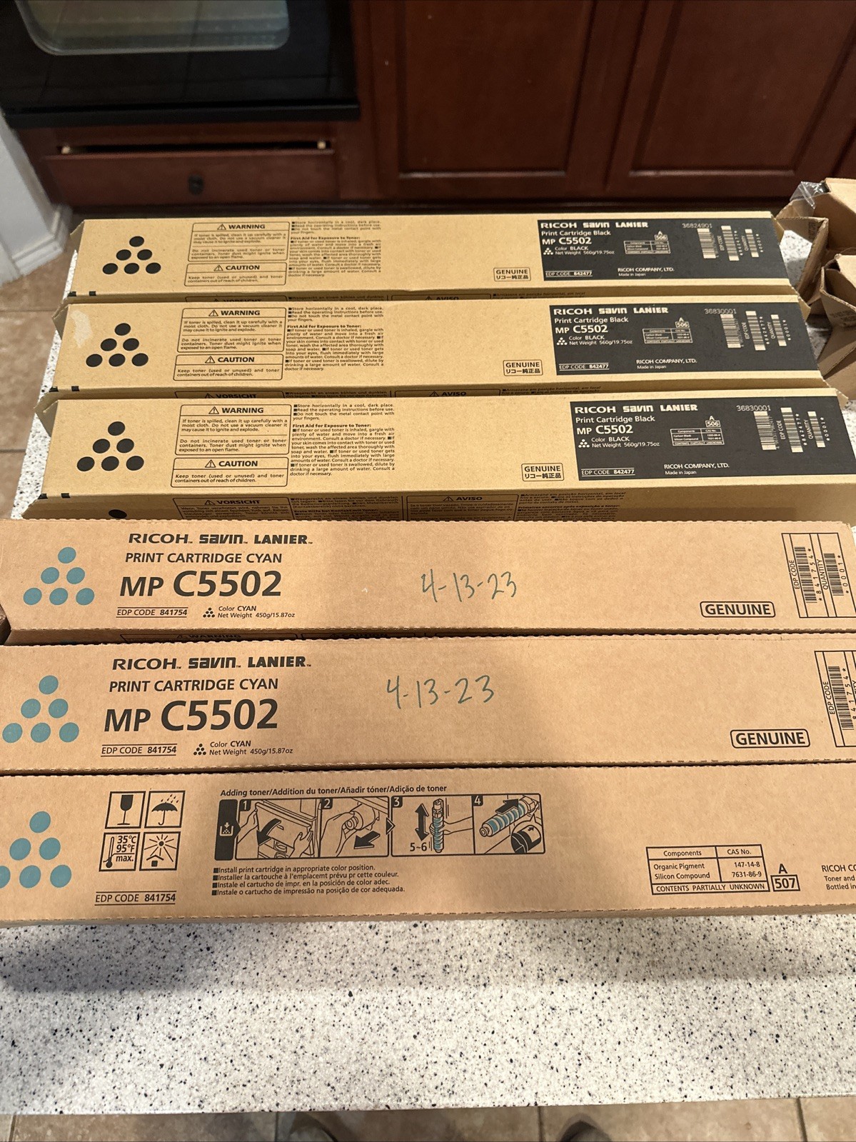 Lot of 11 Ricoh MP C5502 Black, Cyan, Magenta, Yellow Print Cartridge's Genuine
