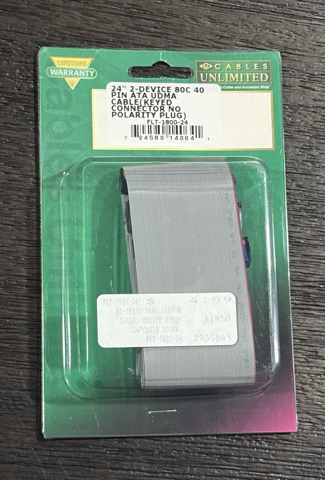 Cables Unlimited 24 in 2 Device 80C 40 Pin ATA UDMA IDE Ribbon Cable NOS Sealed