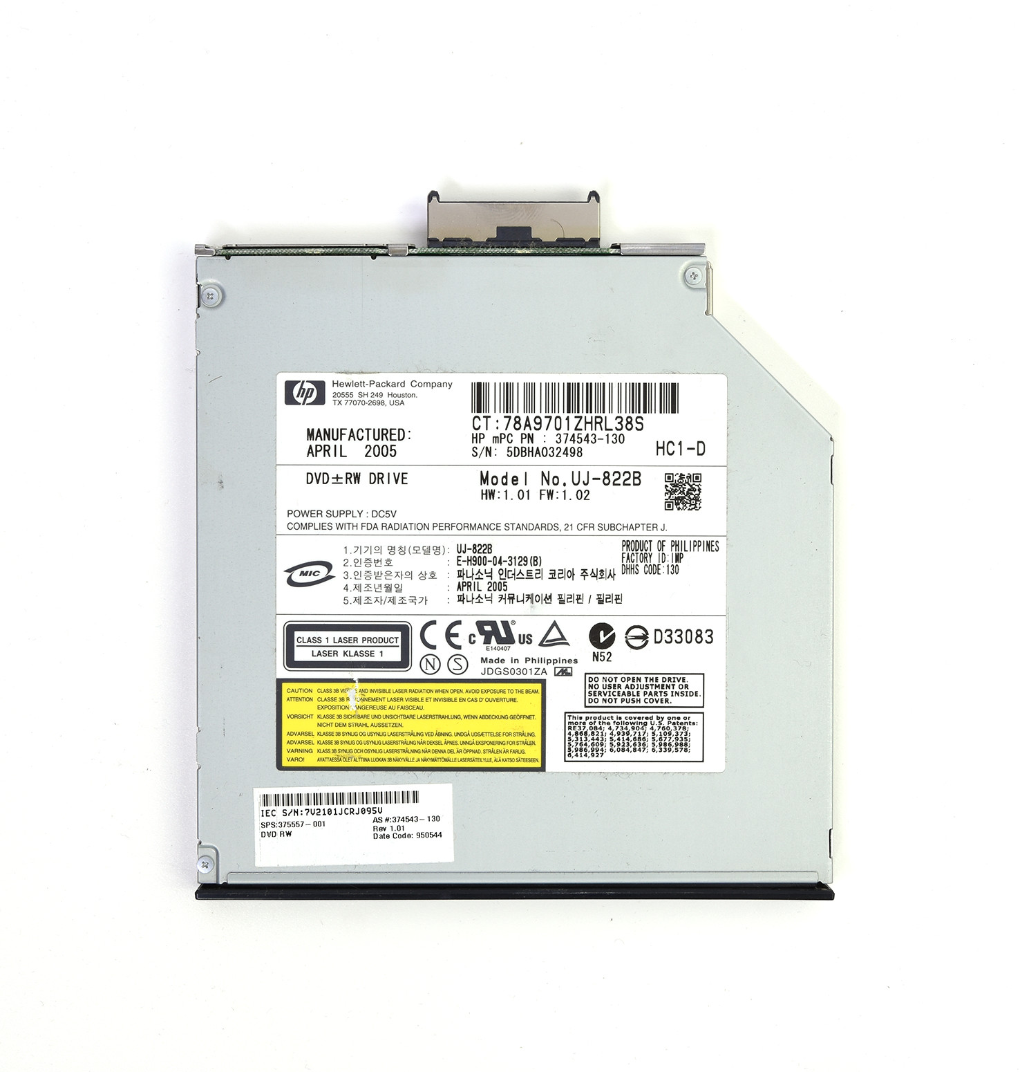 HP Compaq nx8220 nc8230 nw8240 DVD RW Drive Burner Writer Panasonic UJ-822B OEM