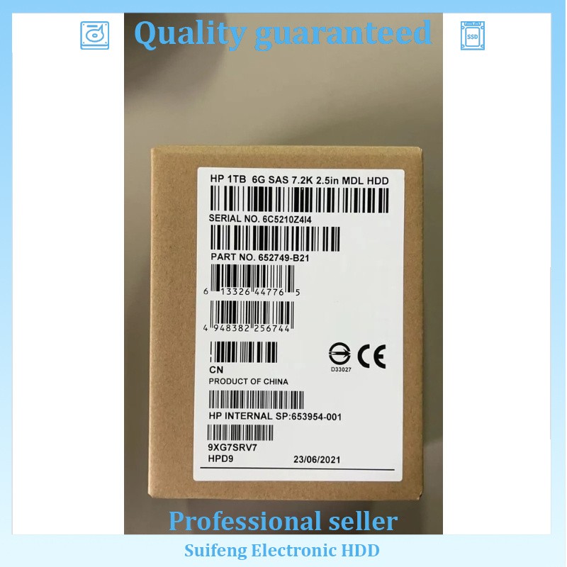 HPE 652749-B21 653954-001 1TB SAS 6G 7.2K 2.5 in SFF G9 G8 HP HDD Hard Drive