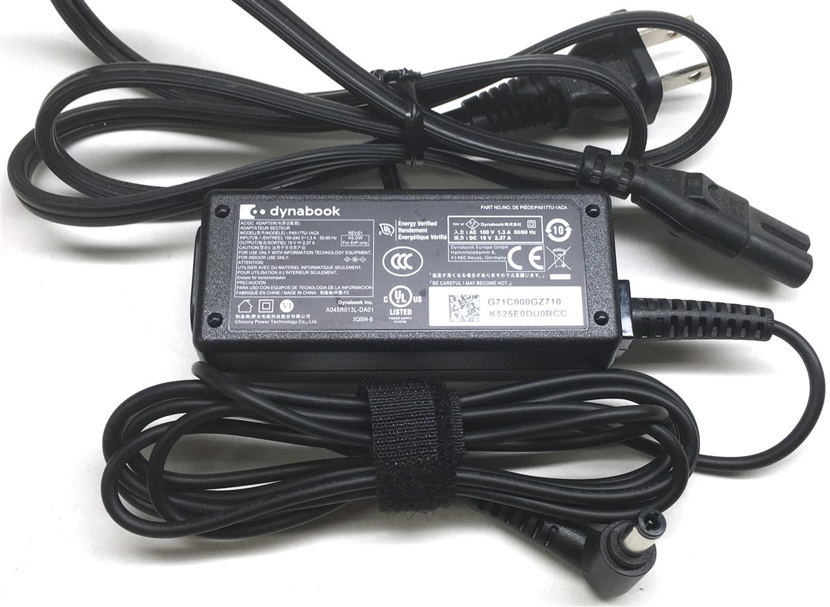Genuine Toshiba Dynabook Charger Laptop AC Power Adapter PA5177U-1ACA 19V 45W