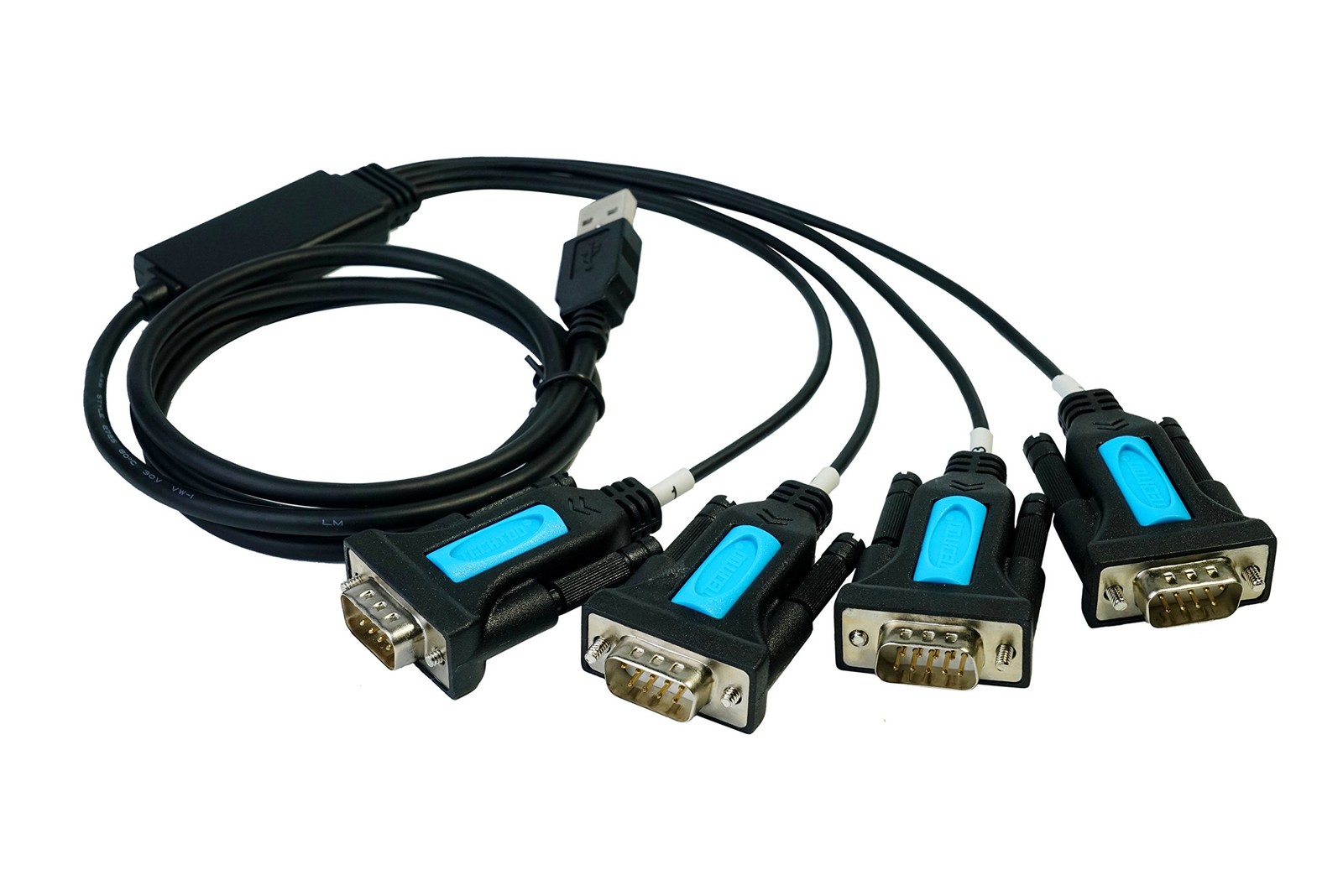 TECHTOO 4 Port Professional FTDI CHIP USB to Serial RS232 DB9 Adapter Convert...
