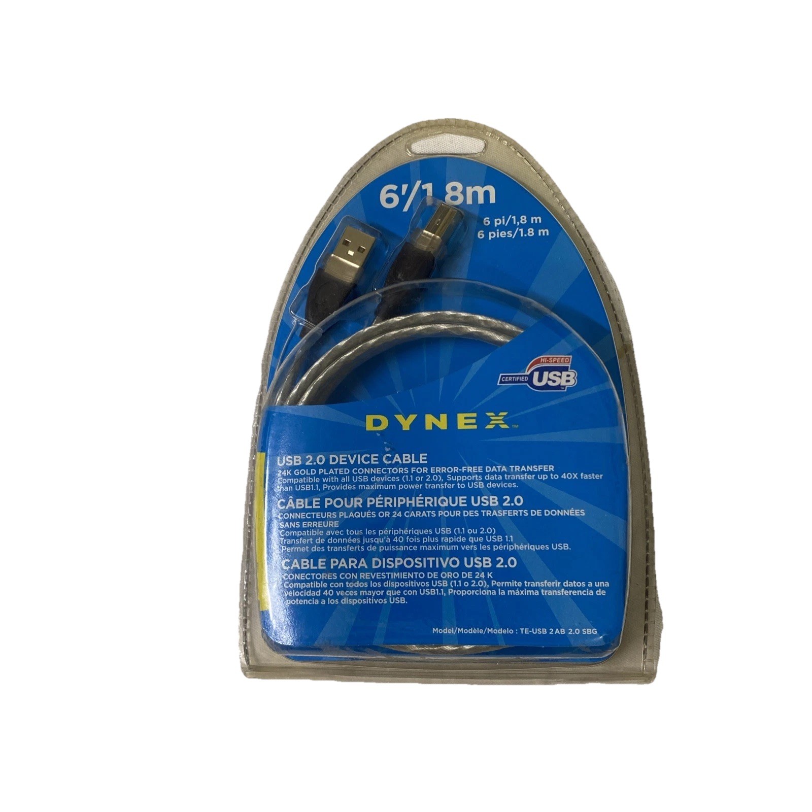 New ~ Dynex USB 2.0 6 Feet A to B Device Cable 1.8 M G18-USBKMC1-02