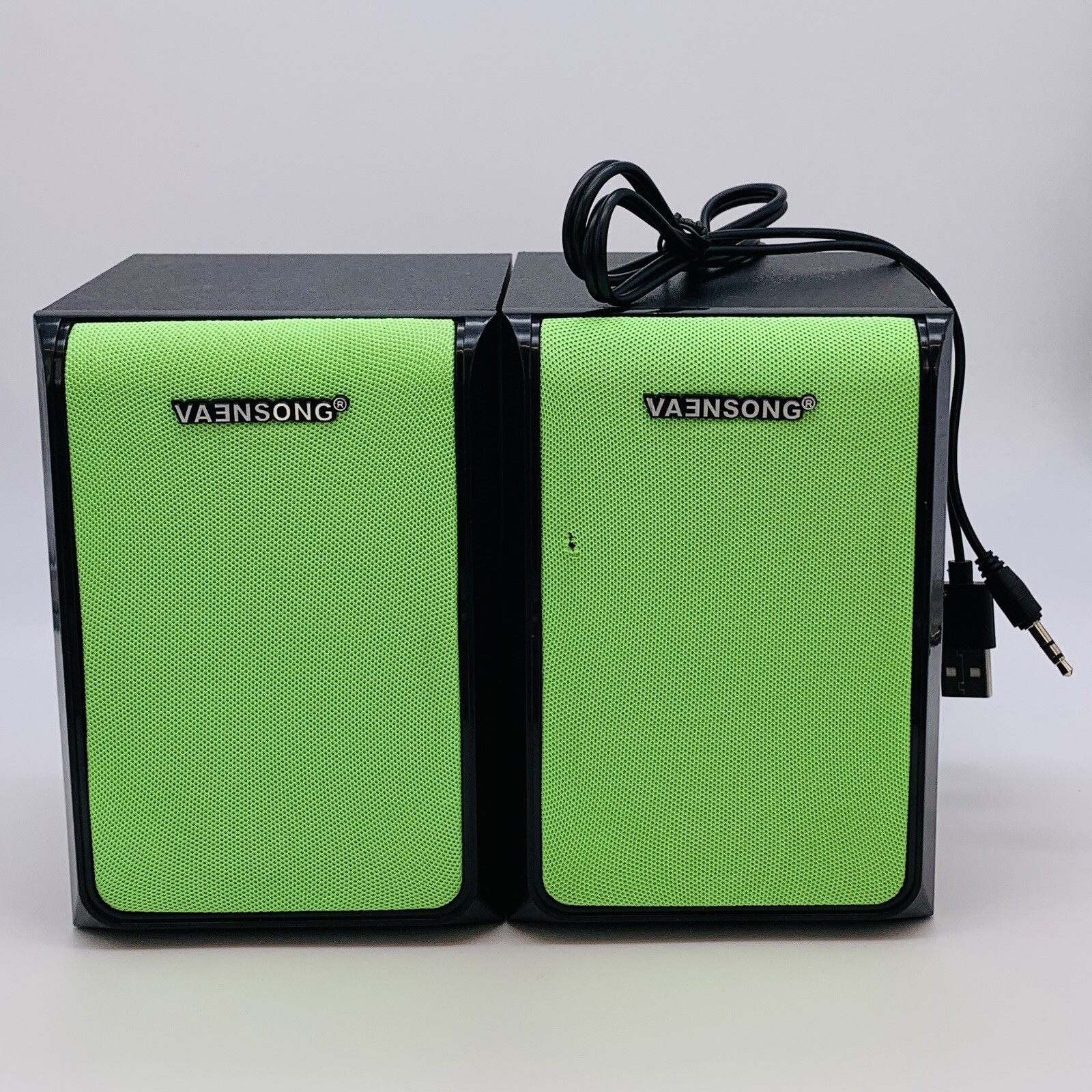 Vaensong VS12 Pair of 5” Wired Speakers w/ USB & 3.5mm Audio Jack Portable Green