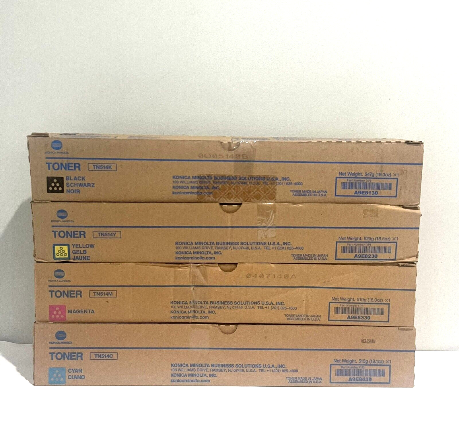 Konica TN-514K TN-514Y TN-514M TN-514C Toner Cartridges Set KYMC For bizhub C458