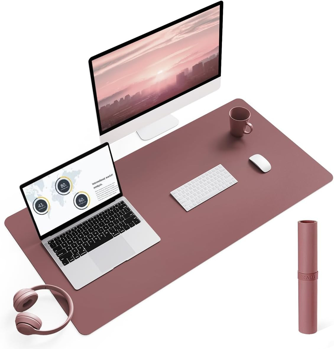 Non-Slip Leather Desk Pad L Size, Waterproof Laptop Computer Desk Keyboard Mat,