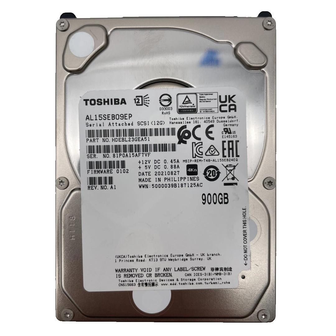 Toshiba AL15SEB09EP 900GB 10K SAS 12Gbps 2.5" HDD 128MB 4Kn