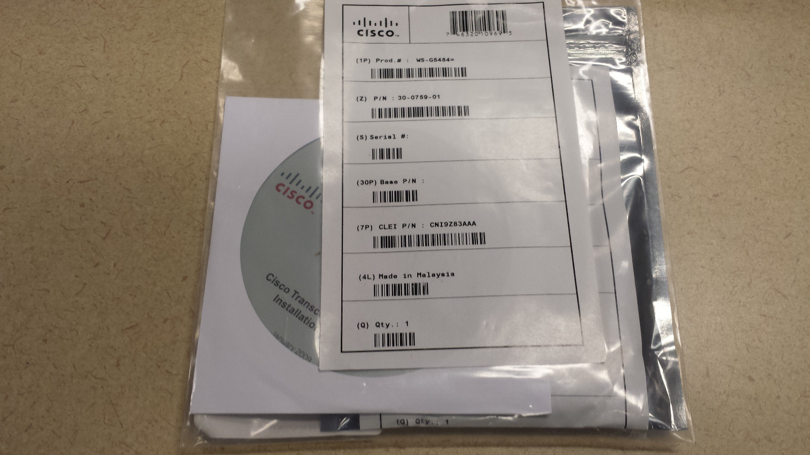 WS-G5484= 1000Base-SX Transceiver 30-0759-01 Factory Sealed never used, CISCO 