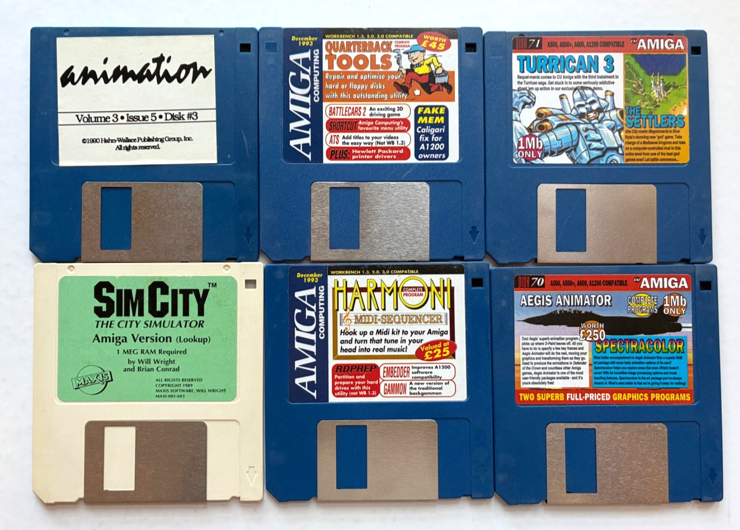 Lot of 6 1990s Amiga Magazine Cover Disks 3.5" Floppy Disk VTG untested