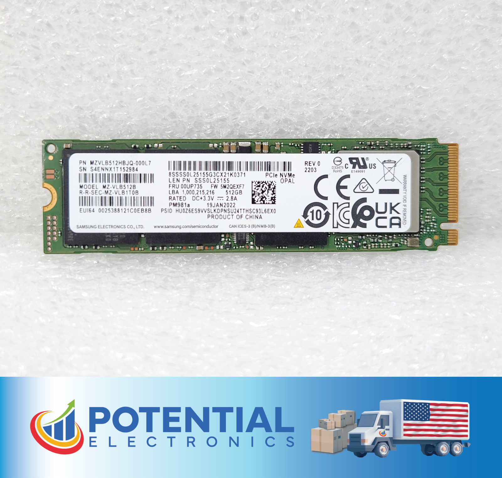 Samsung PM981a MZ-VLB512B 512GB M.2 2280 PCIe Gen3 x4 NVMe Solid State Drive
