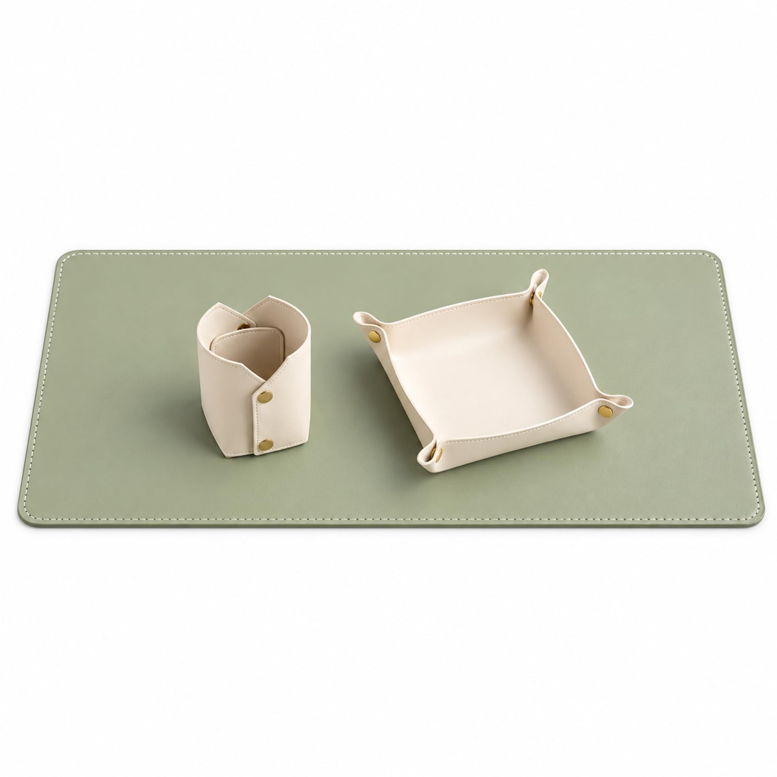 3-Piece Desk Mat & Organizer Set, Reversible PU Leather Desk Pad 31.5 x 15.75...