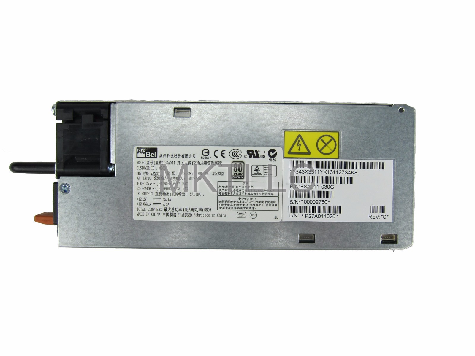 IBM X3550 M4 X3650 M4 550W Power Supply 43X3312 43X3311