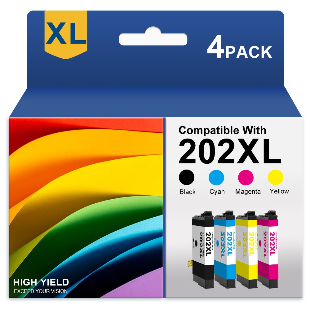 4PK 202XL T202 202 XL Ink Cartridges for Epson WorkForce WF-2860 XP-5100 Printer