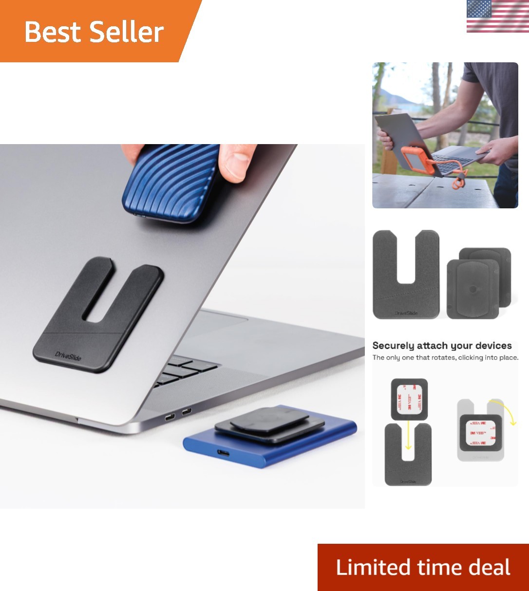 Elegant Laptop Attachment: Portable External Hard Drive Mount with Locking Keys