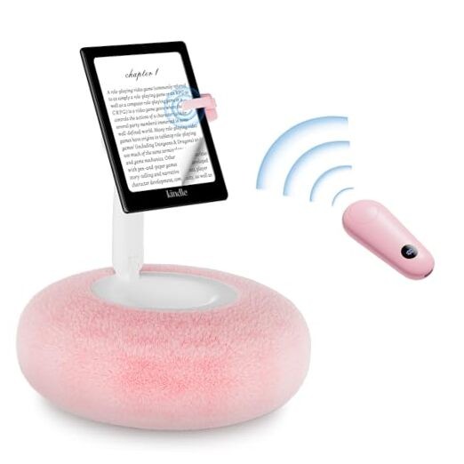 Pink Magnetic Kindle Holder with Page Turner - Cozy Pillow Stand