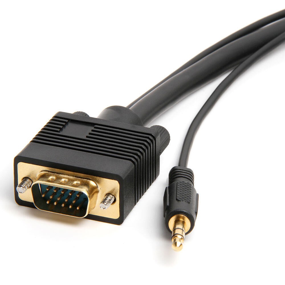 3FT SVGA Cable 3.5mm+VGA Male to Male Monitor Cord PC Aux Audio Video PC TV