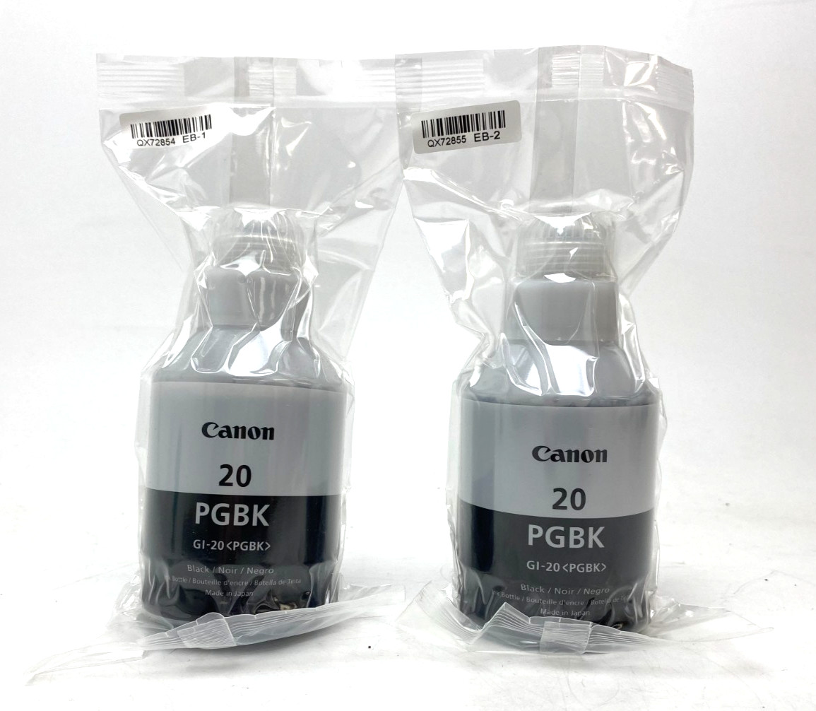 GENUINE CANON ~GI-20 PGBK~ BLACK INK REFILL BOTTLE 170ml [ 2 Pack ] NEW/NO BOX
