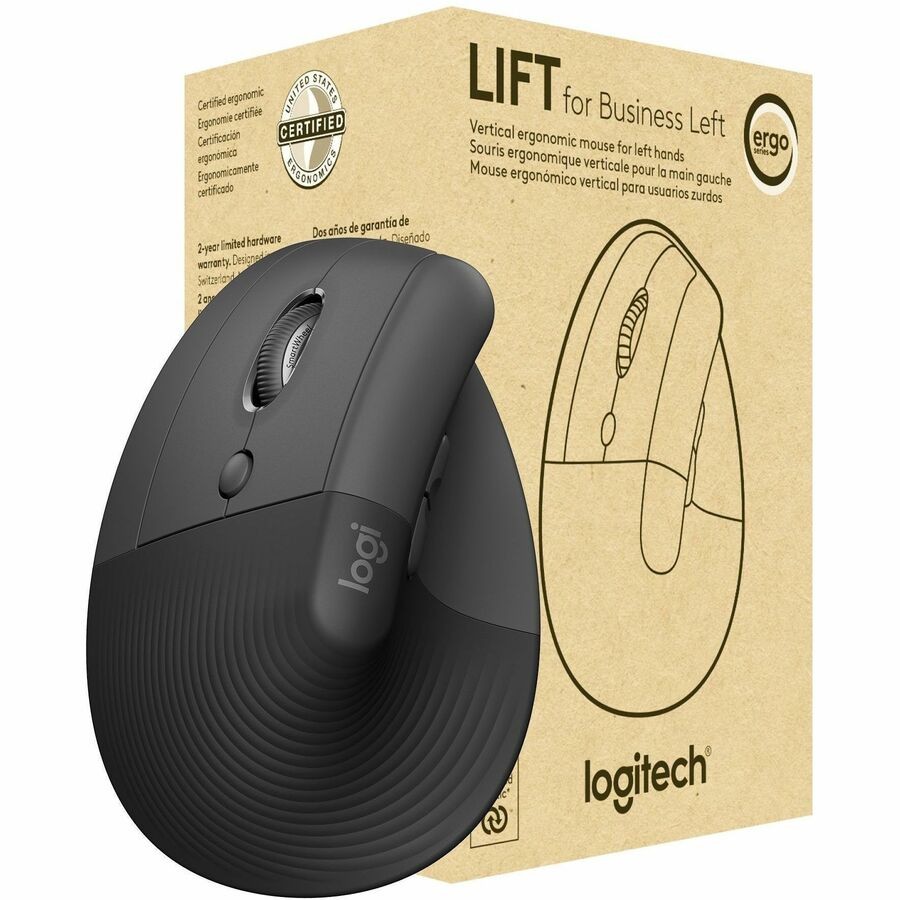 Logitech Lift for Business Left, Vertical Ergonomic Mouse - Left-handed,