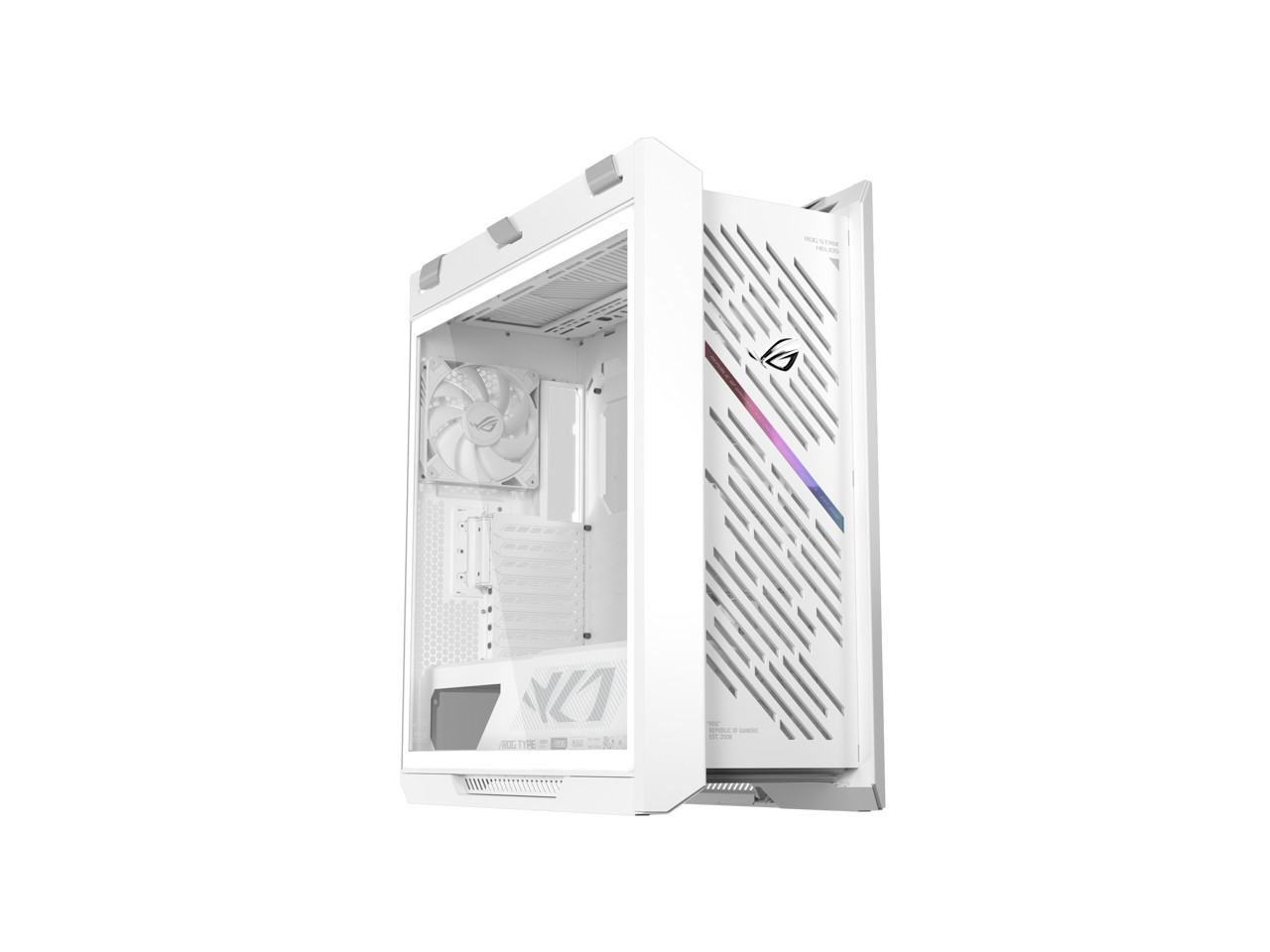 The ASUS ROG Strix Helios II White Edition is an EATX mid-tower gaming PC case f
