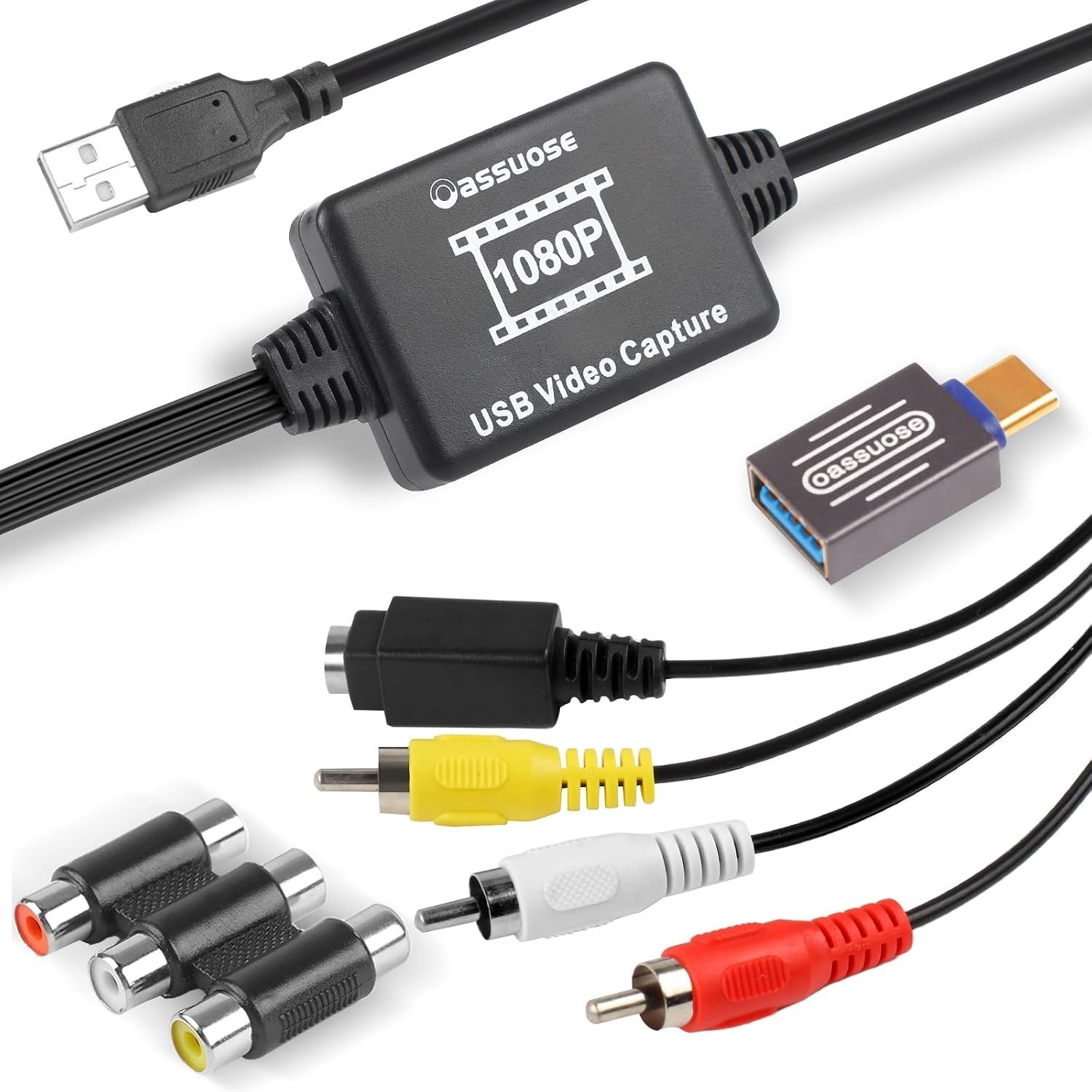 USB RCA AV to Digital Video Converter Capture Card 1080P Audio Transfer Grabber