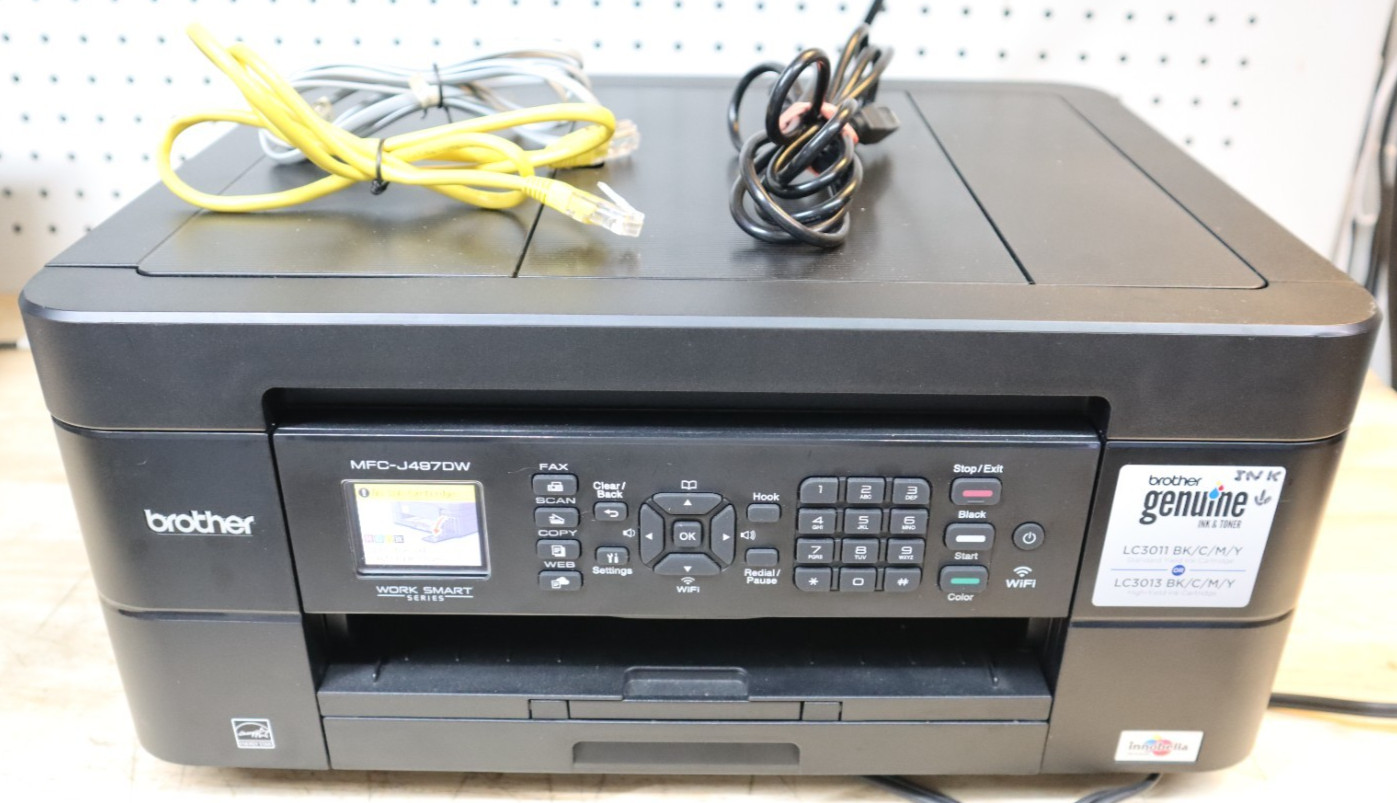 Nice Used Brother Genuine Smart MFC-J497DW - All-In-One Inkjet Printer W/ Cords