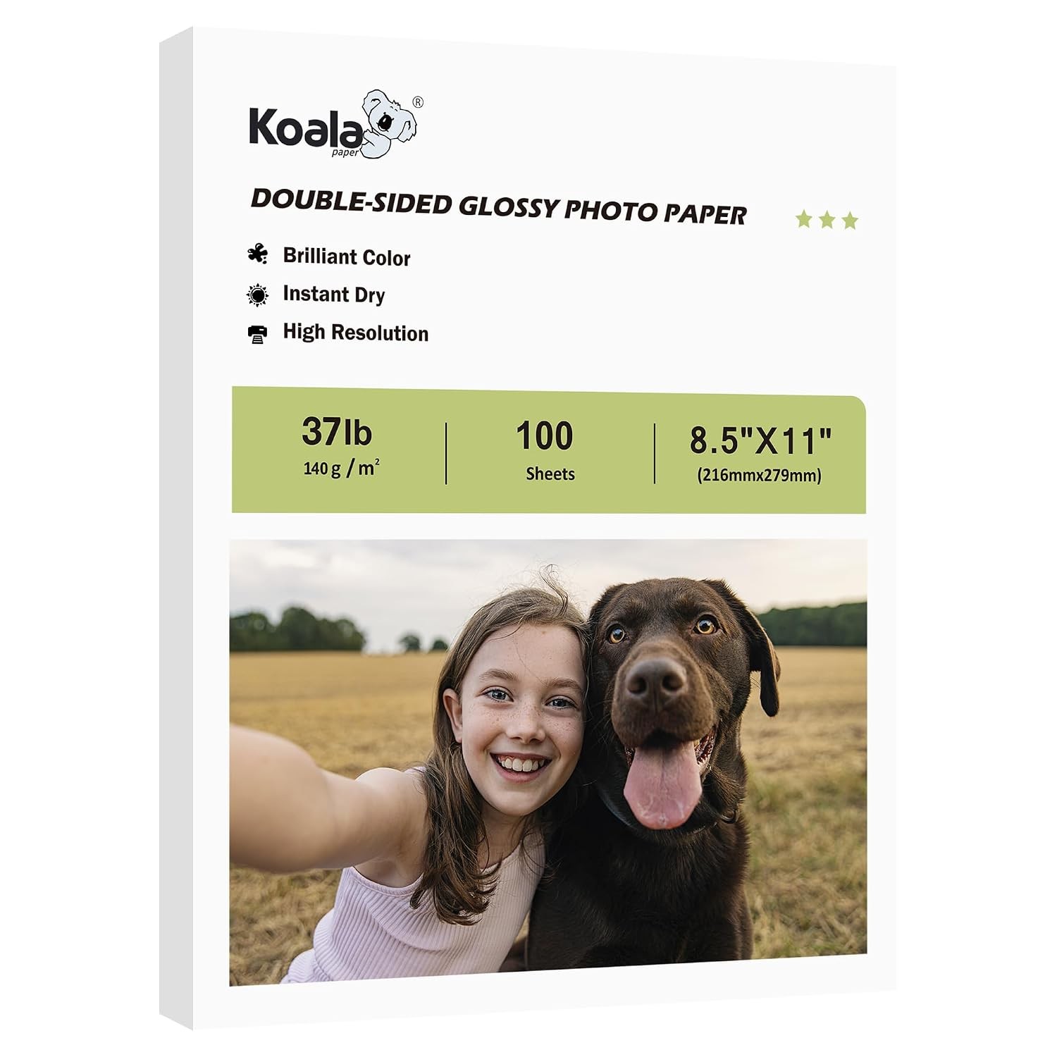 Koala Double Sided Glossy Photo Paper Thin 8.5X11 In 37LB 100 sheets